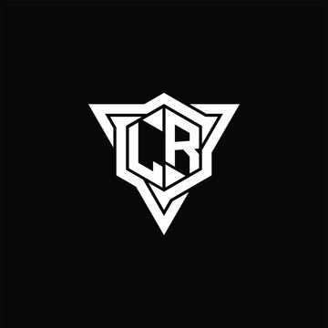 recommend clip art: LR Logo monogram hexagon shape with triangle outline sharp slice style design template