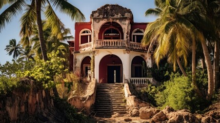 An old Villa in a tropical island in the middle of the ocean