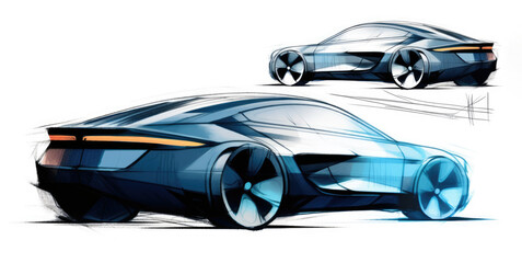 Electric car sketch illustration