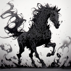 Shadowy Horse Ink - Gothic Style - Generative AI