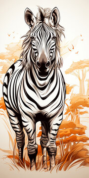 Wall art zebra illustration