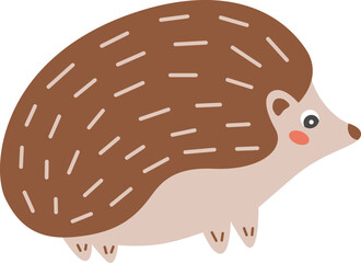 Cute hedgehog illustration isolated on white background. Wild or woodland baby animals theme. Suitable for kids' projects, scrapbook etc.