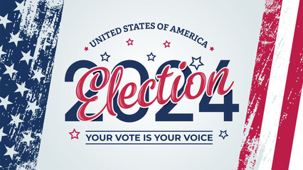 USA 2024 Presidential Elections Event Banner, background, card, poster design. Vote day, November 5. US Election.