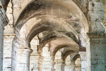 Light catching the Arches of the upper tier of the colosseum in Rome, Italy - Landscape