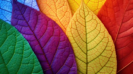 Photo of a vibrant rainbow-colored leaf close-up