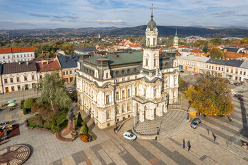 Aerial view of the Nowy Sacz old town, Poland
