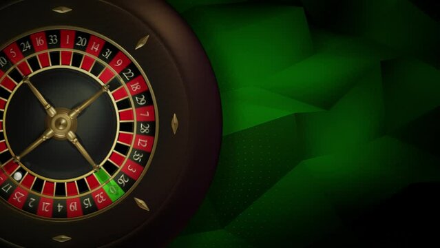 Roulette top view rotating video loop, in a 3D graphics betting template. Casino online games concept with natural colors. High angle view flat lay, with copy space for text