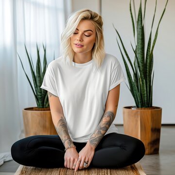 Gorgues yoga girl candid in white tshirt and black yoja pants in yoga class