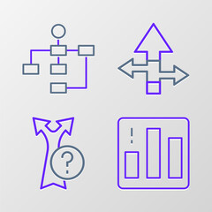 Set line Pie chart infographic, Arrow, and Hierarchy organogram icon. Vector
