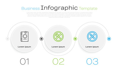 Set line Holy book of Koran, Ramadan fasting and No Smoking. Business infographic template. Vector