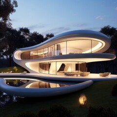 Modern minimalist round and curved shaped luxury house