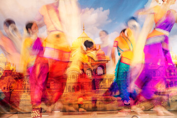 Fototapeta na wymiar Indian dancer motion blur