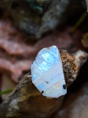 Moonstone mineral on dark background