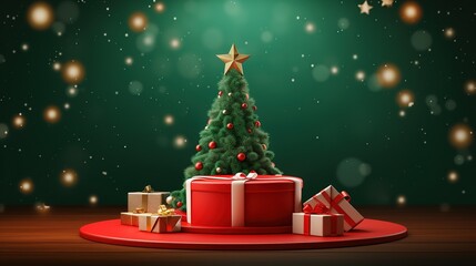 Fototapeta na wymiar christmas tree with gifts and decorations. generative ai