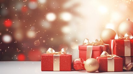 christmas background with gift boxes. generative ai