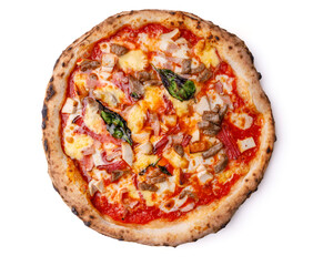 delicious craft mexican pizza on white background, studio shot