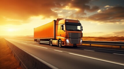Truck on the road and logistics. generative ai