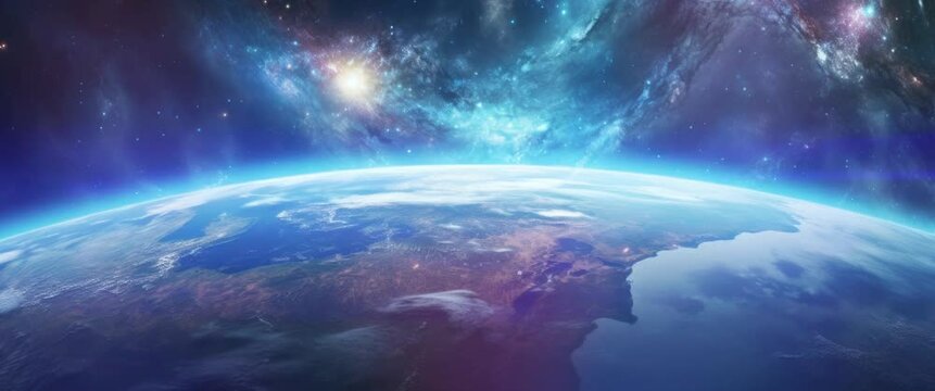 Anamorphic video 3d illustration of the planet Earth from space