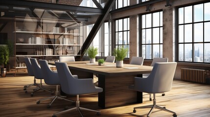 Conference room with a stunning cityscape view