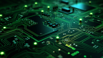 Obraz premium Circuit board electronic chips or electrical line engineering technology concept background
