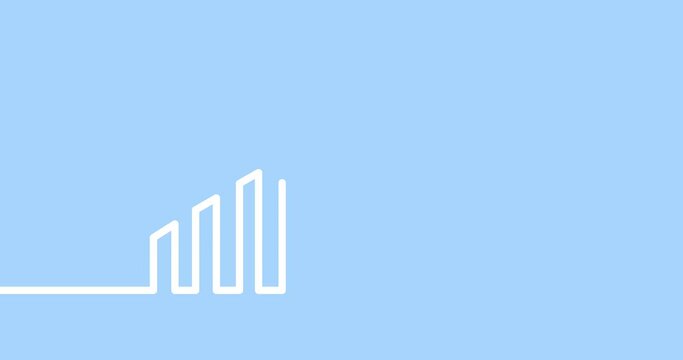 Business banner with an animated linear growth graph. Investment growth, success, growth chart background with copy space. 4K resolution scientific mathematical motion design.