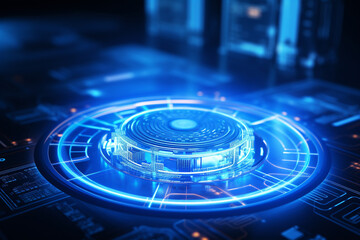 Abstract technology digital line circle electronic network data innovation concept background.