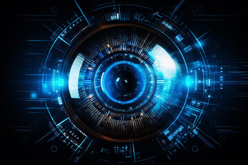 Abstract technology digital line circle electronic network data innovation concept background.