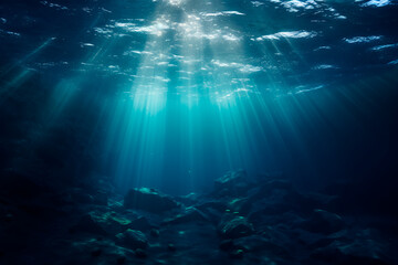 Fototapeta na wymiar Inside the ocean, dark side of the ocean, mystic water in the ocean