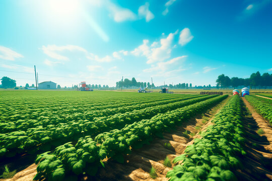 Gardening, farm, the field of potato