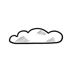 Hand drawn cloud set. Doodle sketch style cloud. Simple outline scribble draw. Vector illustration.