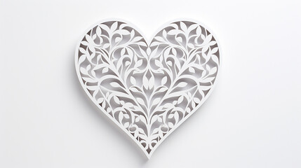 Heart pattern paper cut on white isolated background