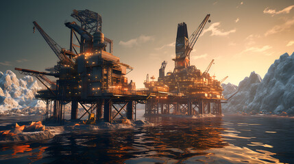 there is a large oil rig in the middle of the ocean Generative AI