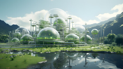 there is a futuristic city with a lot of green trees Generative AI