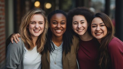 Obraz premium young attractive multiracial professional women in a group smiling