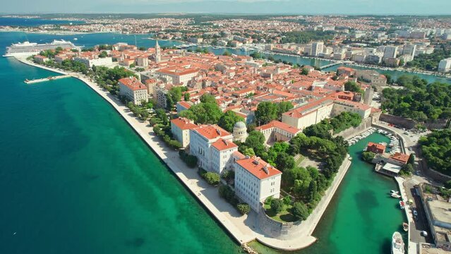 Aerial view of the Zadar town in Dalmatia region of Croatia.