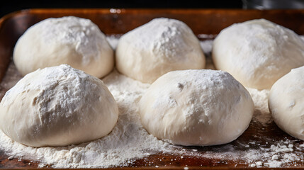 Fototapeta na wymiar arafed dough on a baking tray with flour on top Generative AI