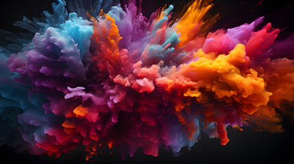 Fototapeta premium a close up of a colorful cloud of smoke on a black background Generative AI