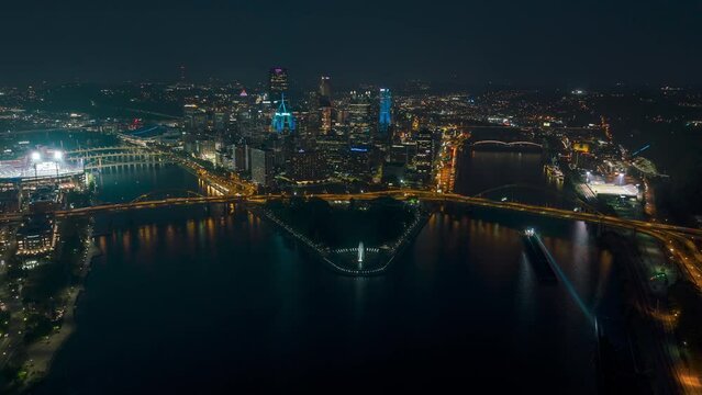 Pittsburgh aerial hyperlapse at Blue hour