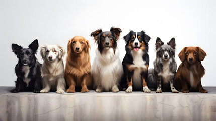 arafed group of dogs sitting on a ledge together Generative AI