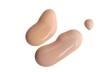 Make up smear foundation smudge texture on a white background with clipping path. Make up foundation abstract composition smudge texture background.