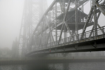 Foggy Aerial Lift Bridge
