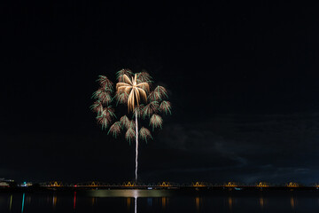 夏の夜空に咲く大輪の花火