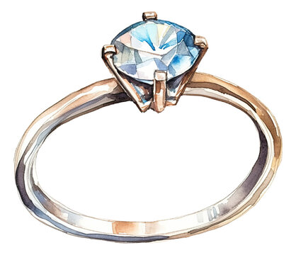 Watercolor diamond ring isolated.
