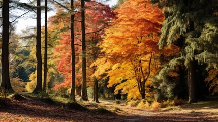 autumn trees with rich gold and red colours