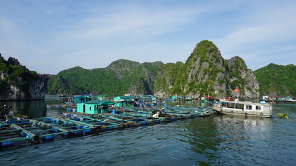 Fototapeta na wymiar Vietnam off grid floating village life style