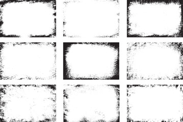 Obraz premium Old damage Dirty grainy and scratches. Set of different distressed black grain texture. Distress overlay vector textures. Overlay textures set stamp with grunge effect.