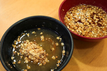 Vietnamese cuisine, Top view of Vietnamese dipping sauce - Vietnamese food, Sweet chili sauce on the table.