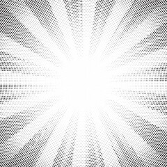 Halftone gradient sun rays pattern. abstract halftone vector dots background. monochrome dots pattern. pop art, comic small dots. star rays halftone poster. shine, explosion. sunrise rays background.