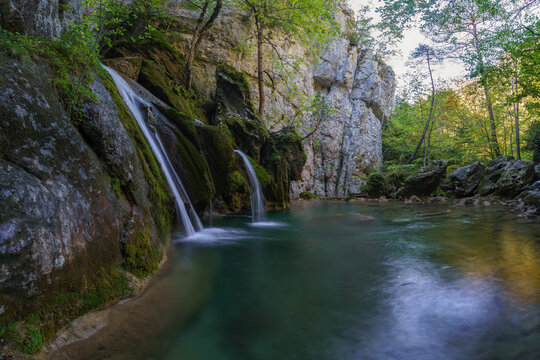 Beautiful Belabarze Waterfall in the Roncal Valley near Isaba, Navarra, Spain