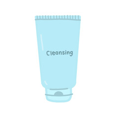 blue skincare  cleansing tube isolated illustration